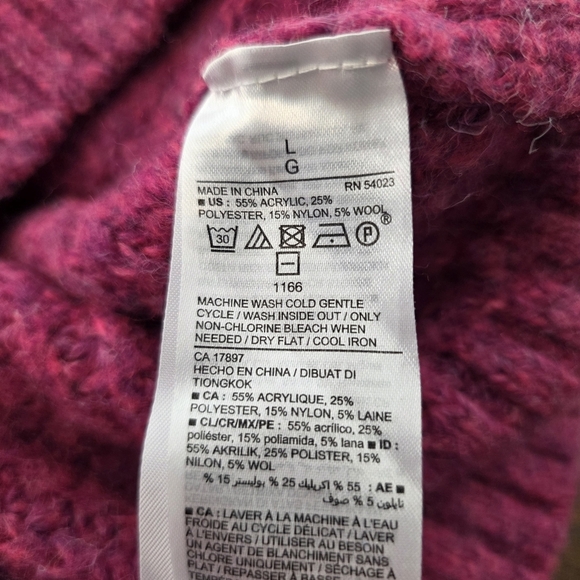 Old Navy Hot Pink Chunky Knit Turtleneck Sweater | Size Large - Picture 5 of 6